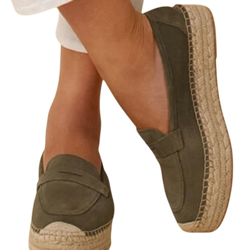 Talbots Olive Green Suede Espadrille Loafers